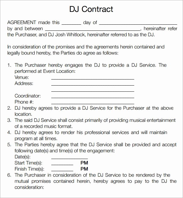 Contract for Dj Services Lovely Free 20 Sample Best Dj Contract Templates In Google Docs Ms Word Pages