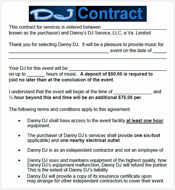 Contract for Dj Services Luxury Dj Contract