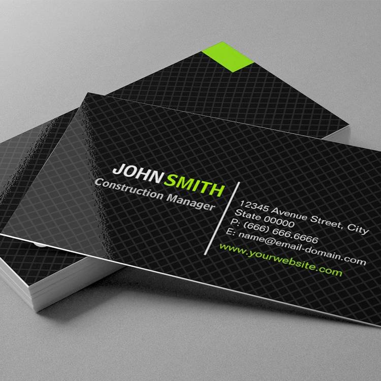 Contractors Business Cards Examples Lovely Construction Manager Modern Twill Grid Double Sided Standard Business Cards Pack 100