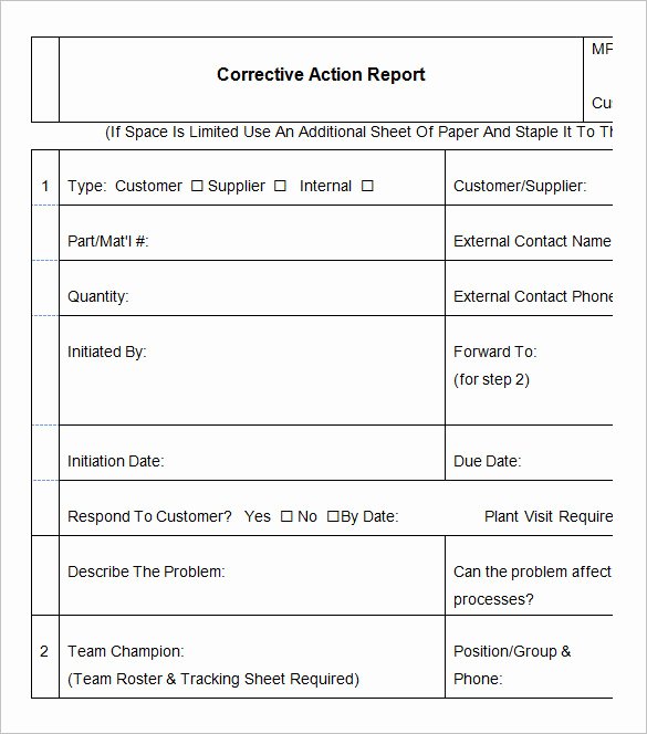 Corrective Action Report Template New 9 Corrective Action Report Templates Free Word Pdf Documents Download