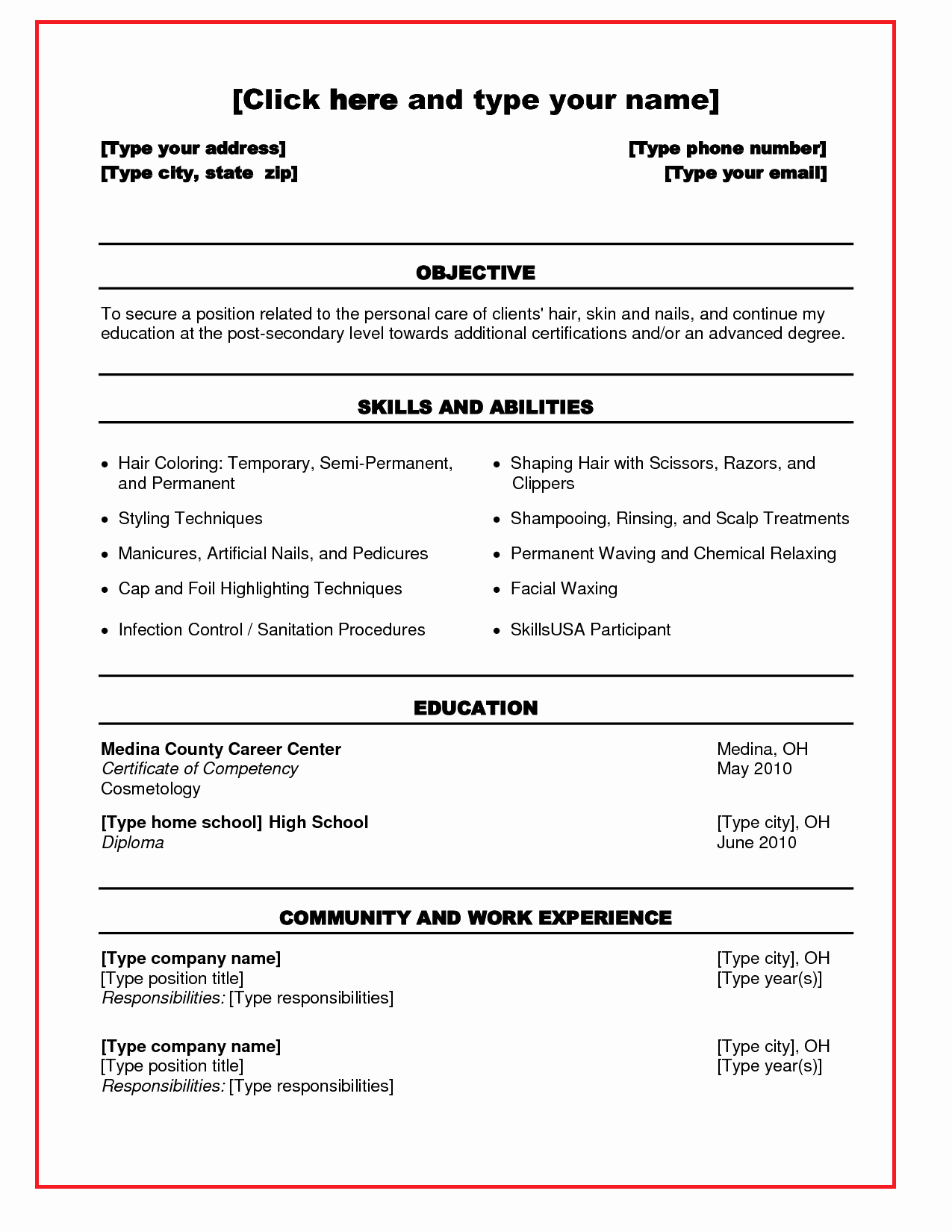Cosmetology Resume Templates Free Lovely Pin by Resumejob On Resume Job