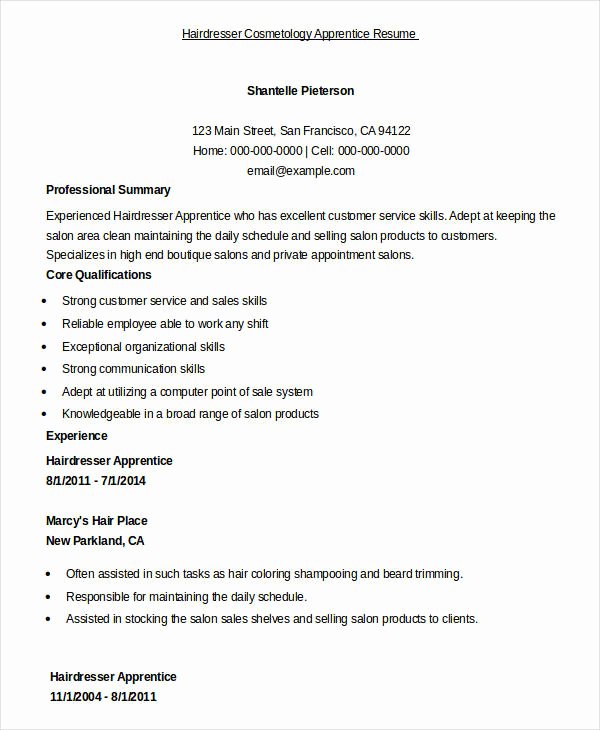 Cosmetology Resume Templates Free Unique Cosmetology Resume 5 Free Word Pdf Documents Download