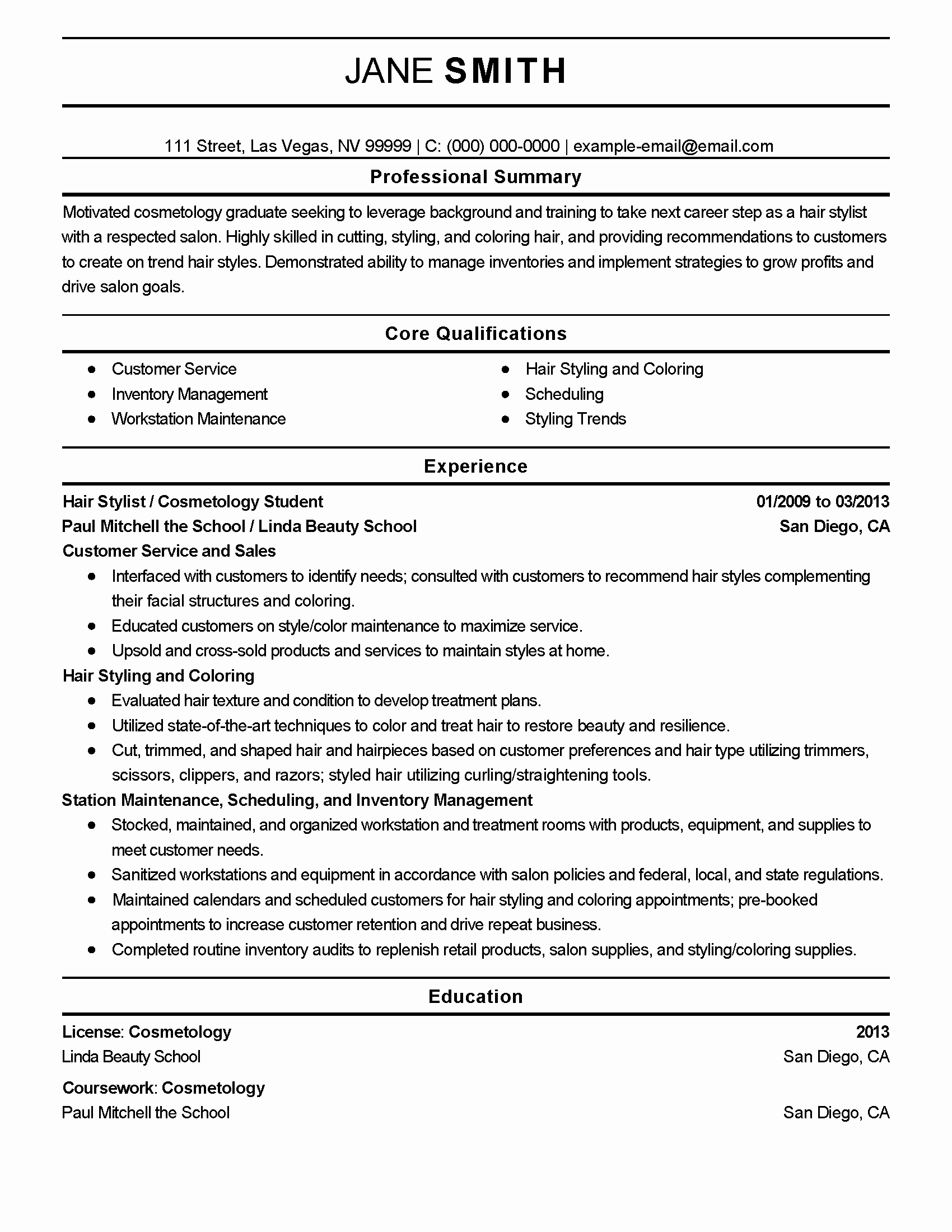 Cosmetology Resume Templates Free Unique Professional Cosmetology Student Templates to Showcase Your Talent