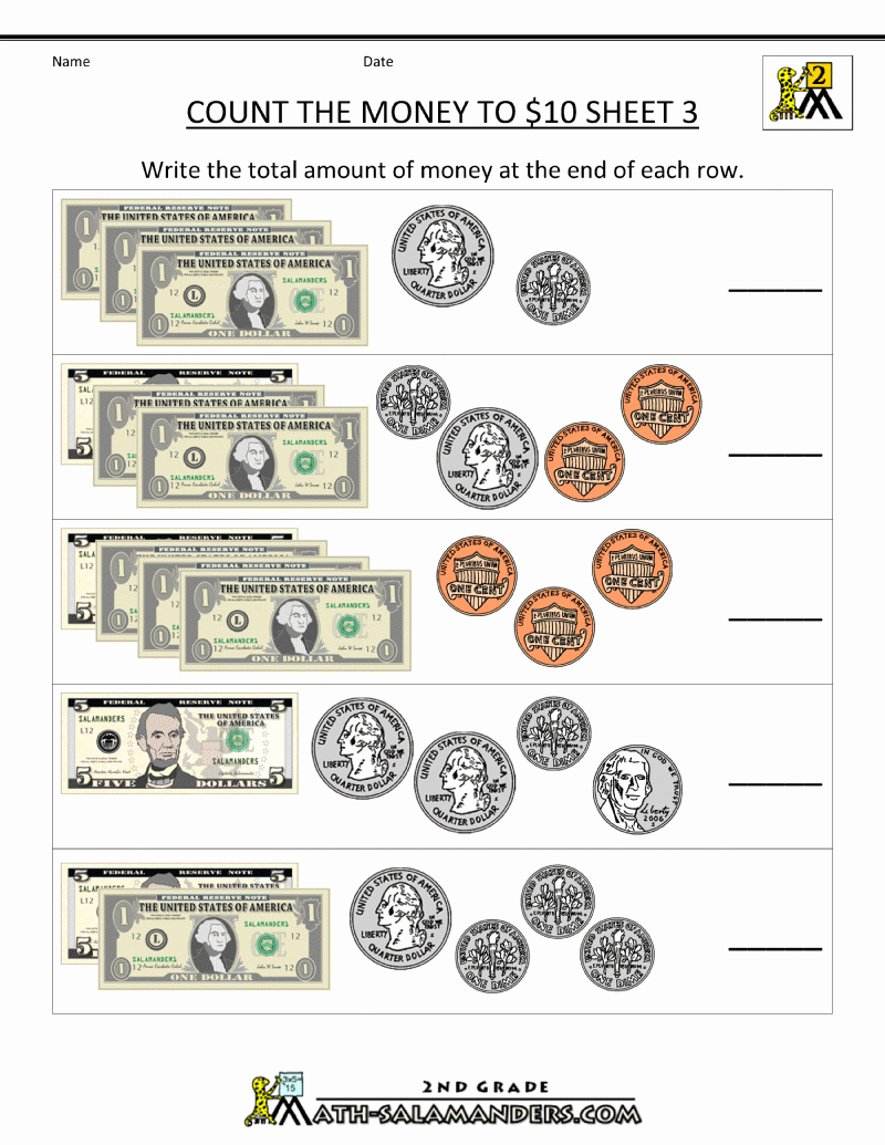 Counting Money Worksheets Pdf Best Of Printable Money Worksheets to $10