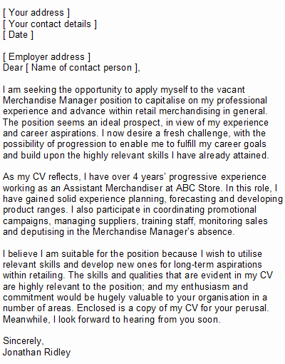 Cover Letter for Retail Awesome Retail Covering Letter Sample