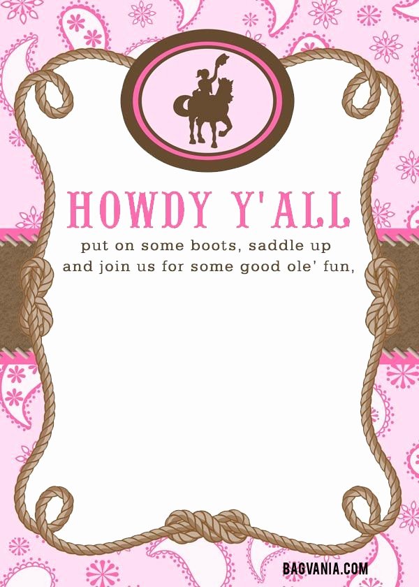 Cowboy Invitations Template Free Beautiful Nice Free Cowgirl Birthday Invitations