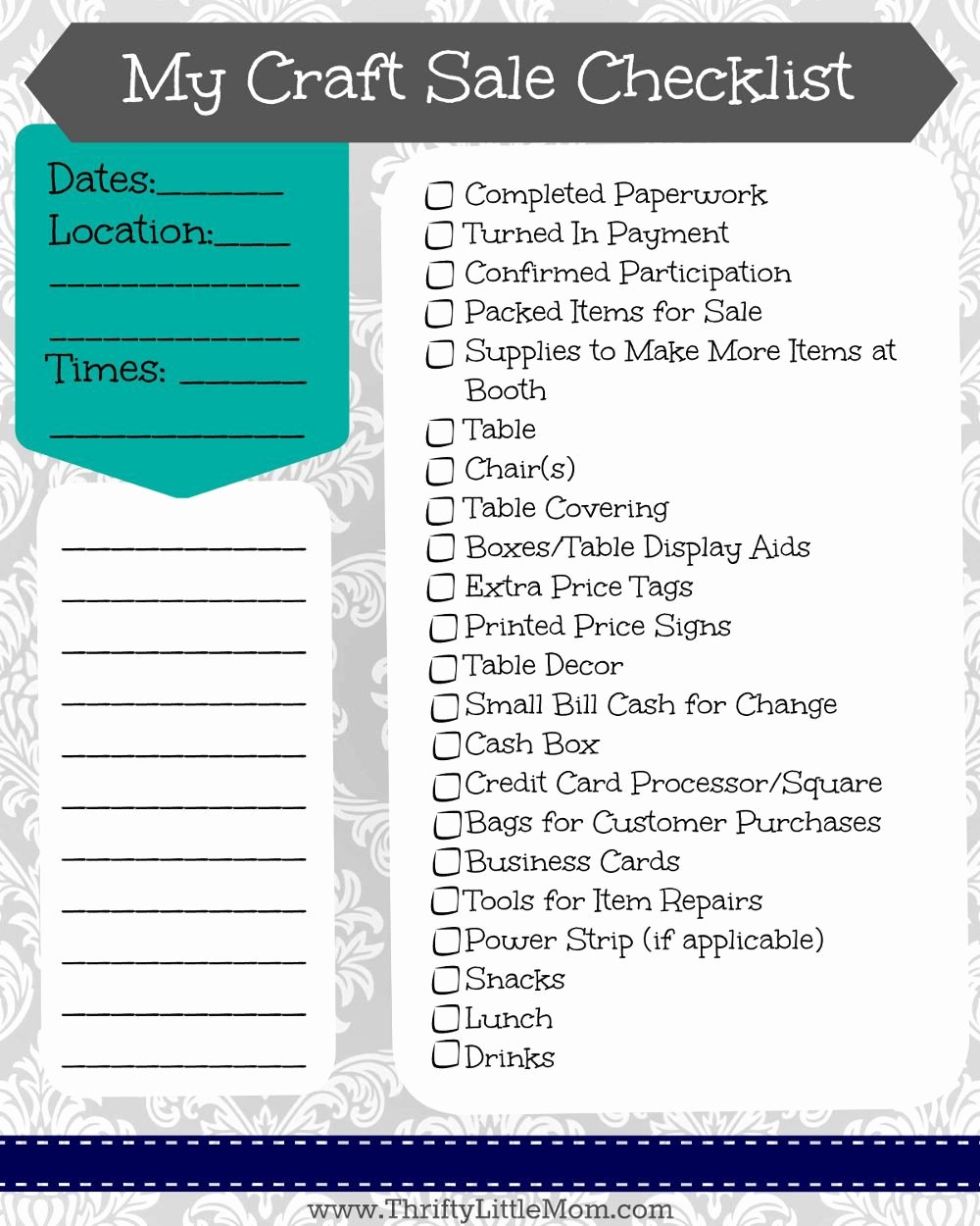 Craft Fair Vendor Application Template New Free Printable Craft Sale Checklist Easy Diy Craft Projects