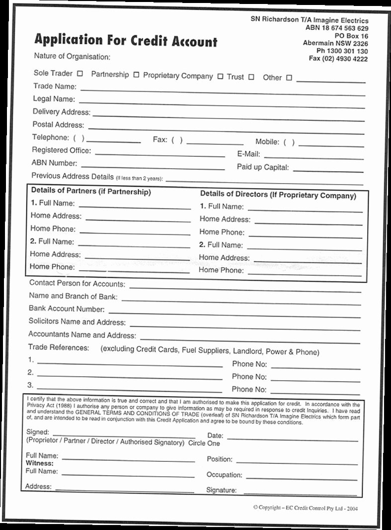 Credit Application form Pdf Lovely Business Credit Application form Pdf