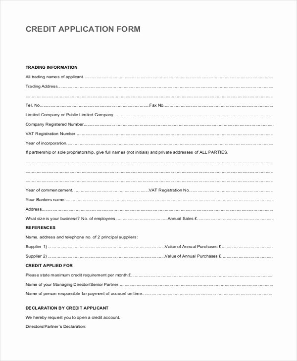 Credit Application form Pdf Luxury Free 8 Vendor Application forms In Word