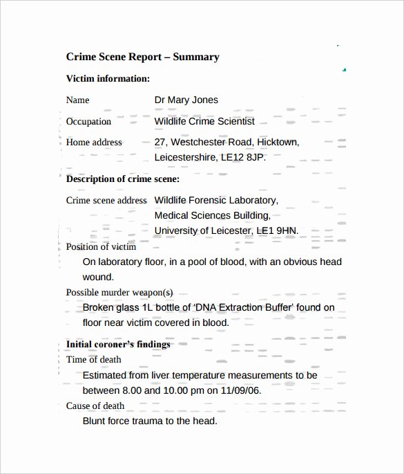 Crime Scene Report Example Best Of 11 Sample Crime Reports Pdf Word