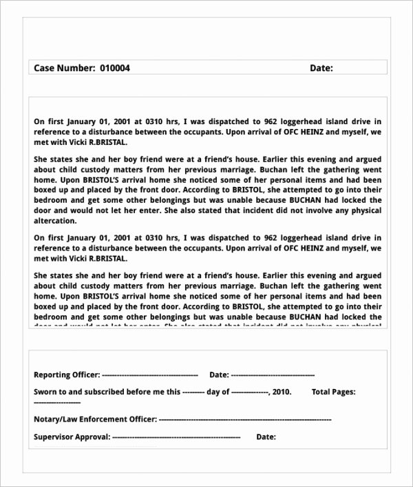 Crime Scene Report Template Awesome 19 Sample Police Report Templates Pdf Doc