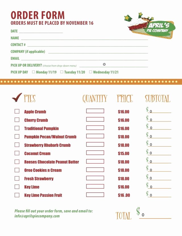 Custom Cake order form Inspirational Part 2 Of A Custom Menu order form We Created for Delicious Restaurant Client April S Pie