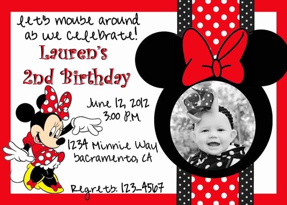 Custom Minnie Mouse Birthday Invitations Elegant Custom Red Minnie Mouse Birthday Invitation Card 5x7 or