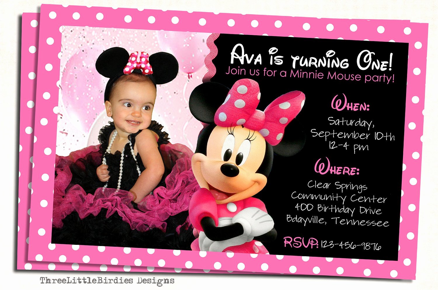 Custom Minnie Mouse Birthday Invitations Elegant Personalized Minnie Mouse Birthday Invitations