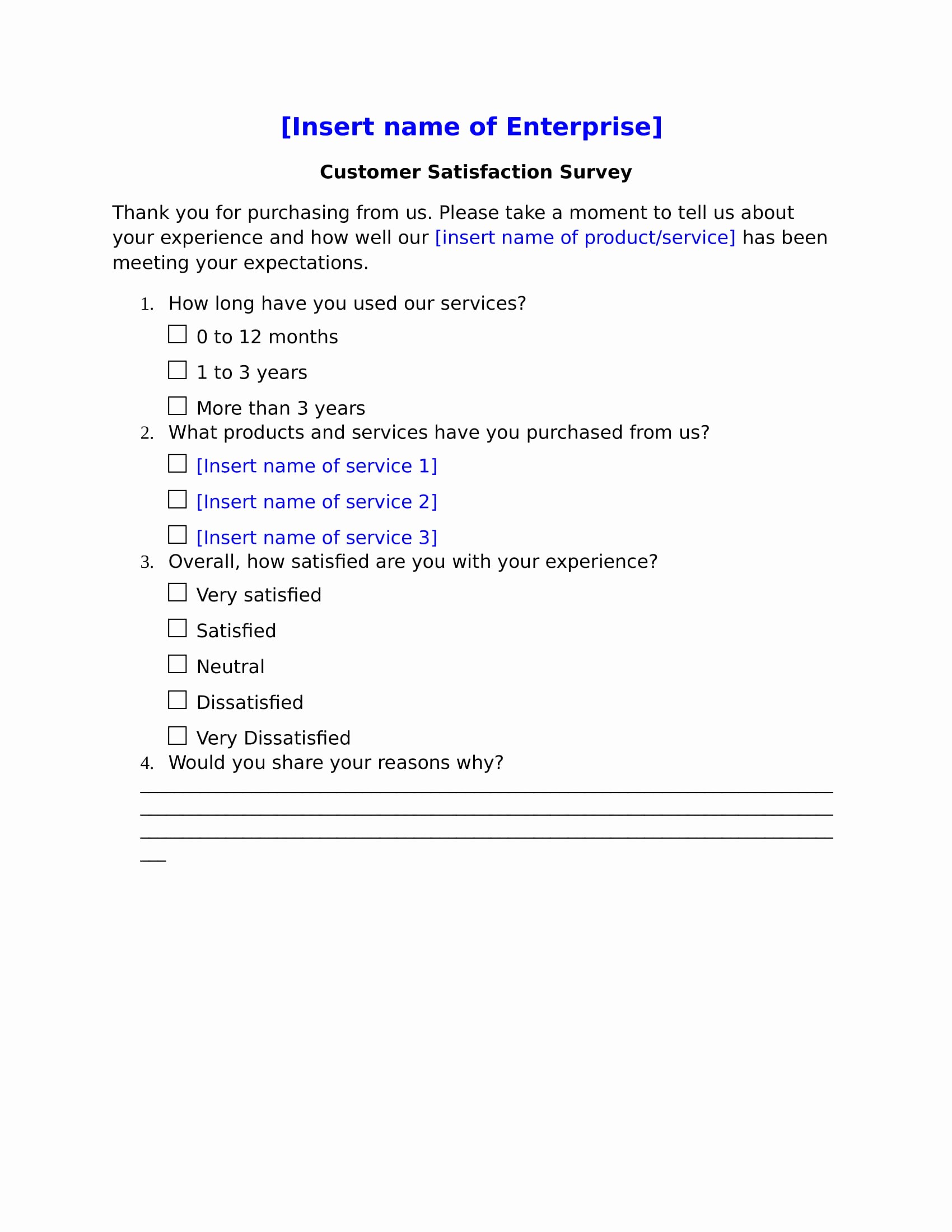 Customer Satisfaction Questionnaire Pdf Elegant Free 3 Customer Satisfaction Survey forms In Pdf