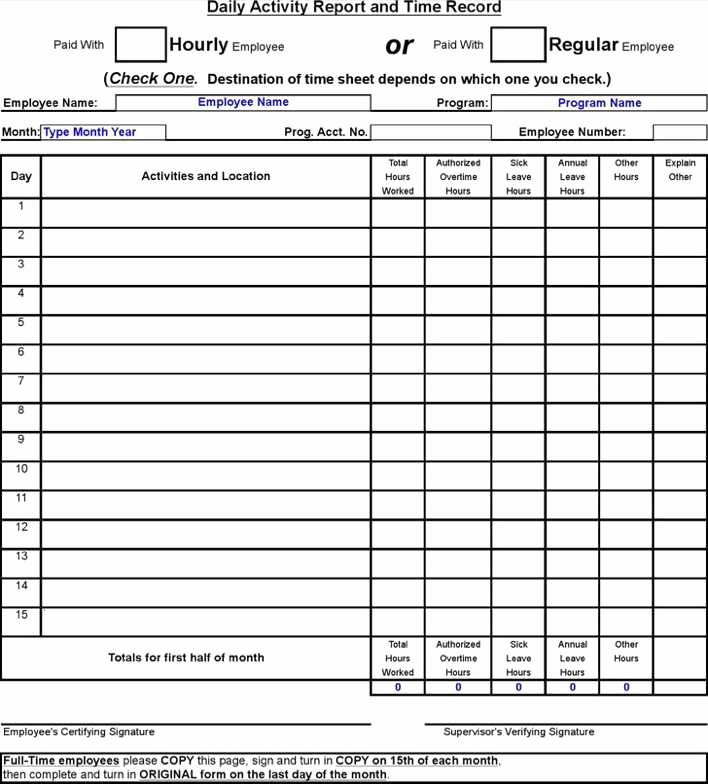 Daily Activity Report Template Awesome Daily Activity Report Template