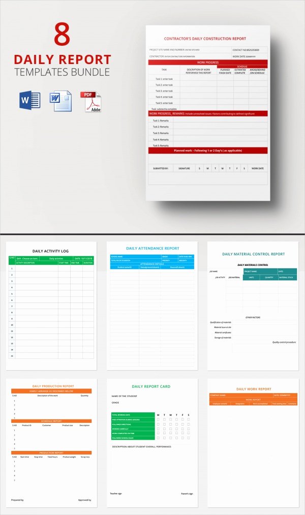 Daily Activity Report Template New Sample Daily Work Report Template 16 Free Documents In Pdf