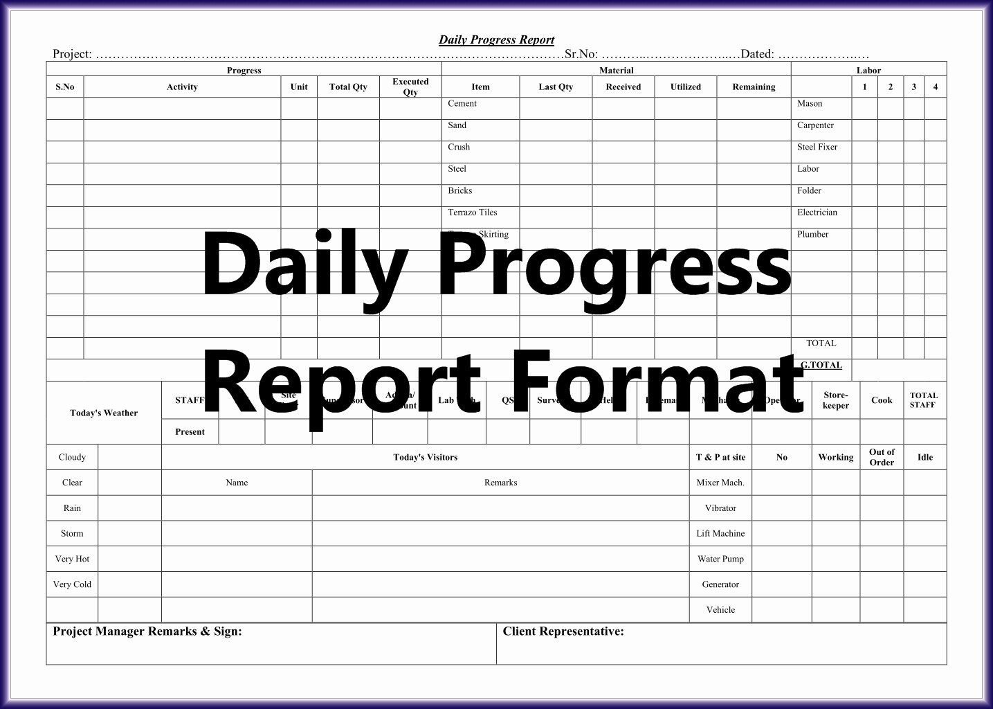 Daily Progress Report Template Luxury Daily Work Report format