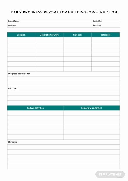 Daily Progress Report Template New Daily Progress Report for Building Construction Template In Microsoft Word Pdf
