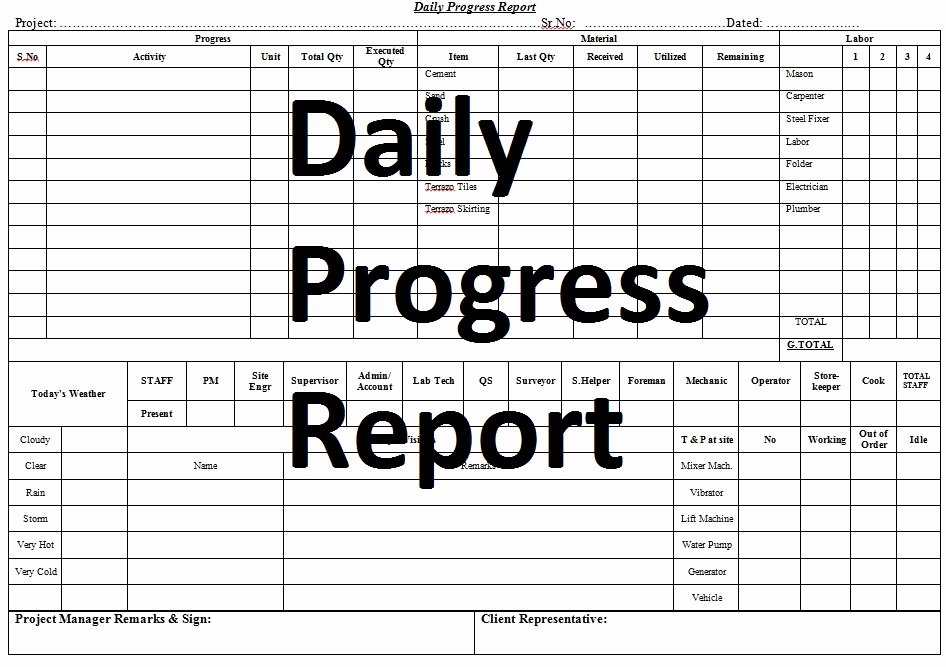 Daily Progress Report Template New Model Daily Progress Report Template Civil Engineering Program