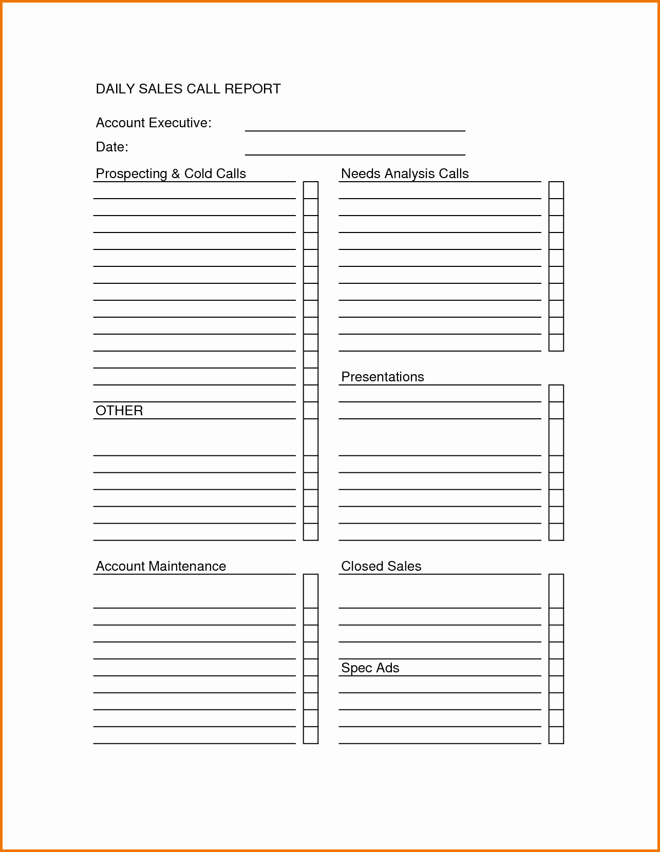 Daily Sales Report Template Inspirational Sales Call Sheet Template Sales Call Report Sheet forms Pinterest