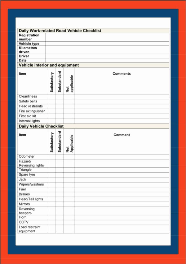 Daily Truck Inspection Checklist Luxury Free 21 Vehicle Checklist Samples &amp; Templates In Pdf