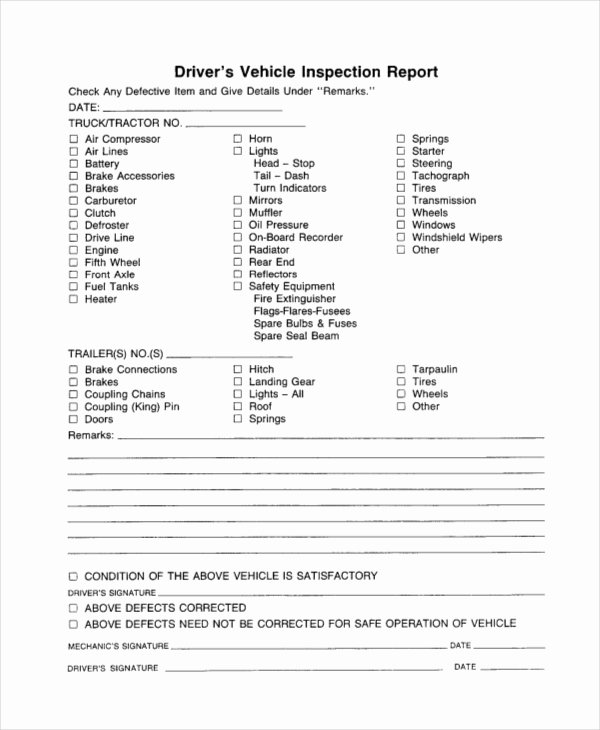 Daily Vehicle Inspection Checklist Template Inspirational 14 Free Vehicle Report Templates Pdf Docs Word