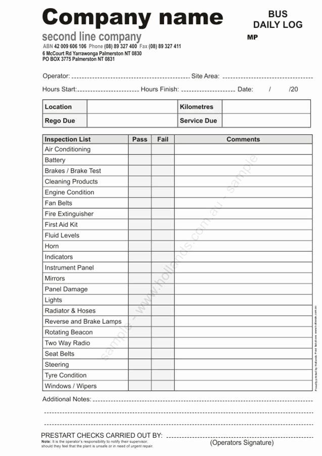 Daily Vehicle Inspection Checklist Template Luxury 28 Of Vehicle Inspection Log Template