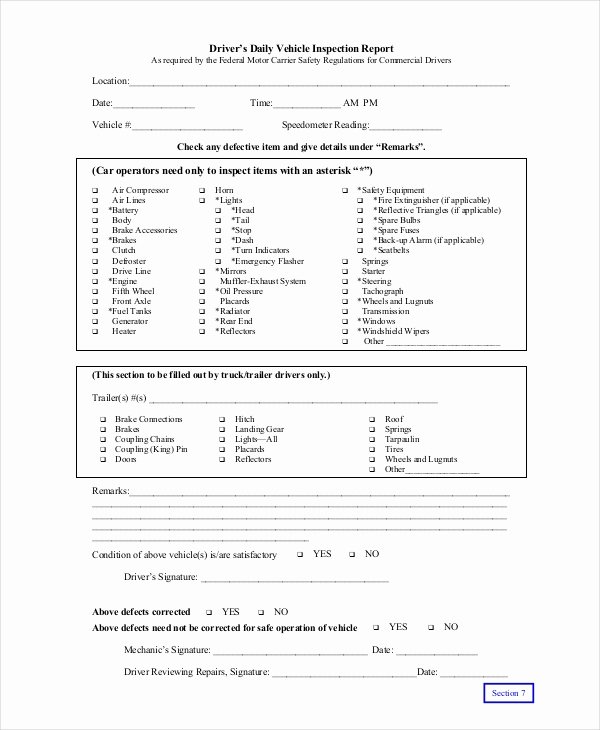 Daily Vehicle Inspection form Inspirational 14 Free Vehicle Report Templates Pdf Docs Word