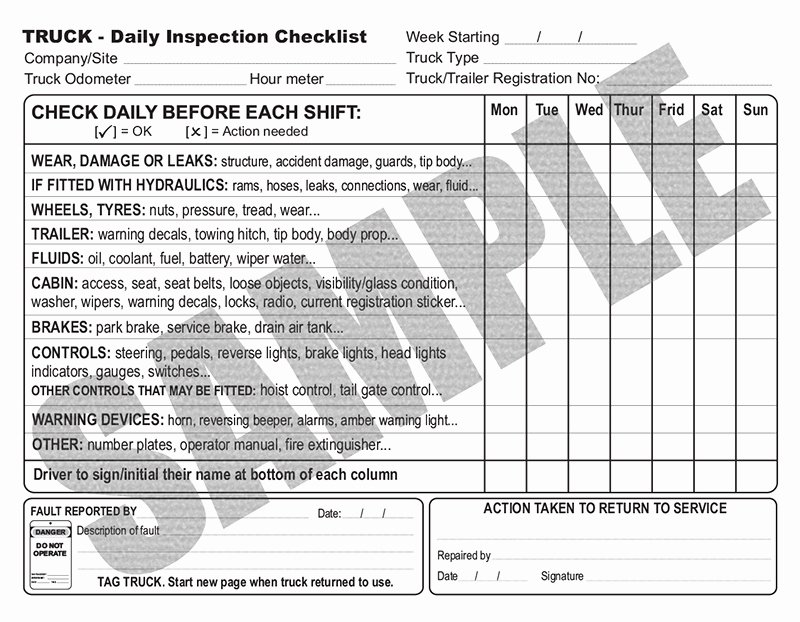 Daily Vehicle Inspection form Lovely Daily Inspection Checklist for Trucks and Light Vehicles