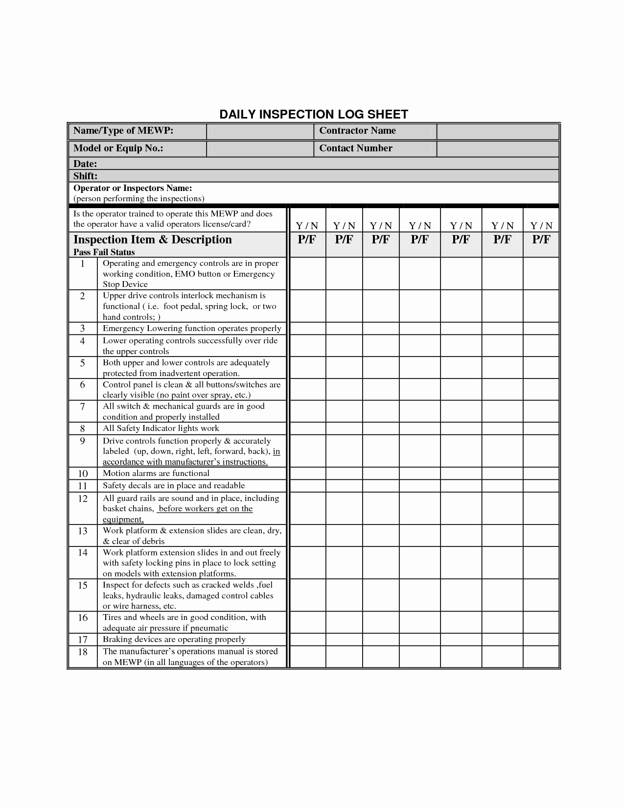 Daily Vehicle Inspection form Template Awesome 28 Of Vehicle Inspection Log Template