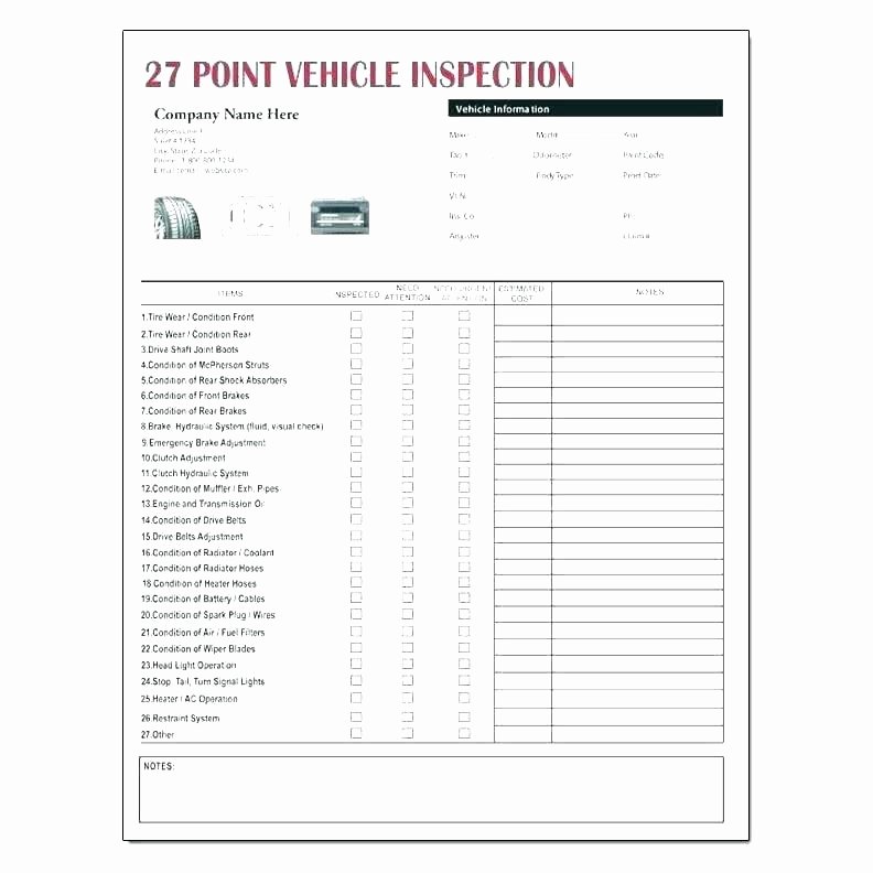 Daily Vehicle Inspection form Template Unique Truck Inspection Checklist – Bruneiusprogramme