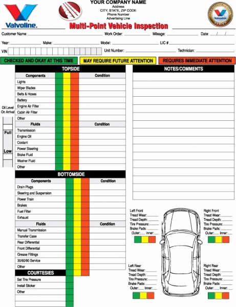 Daily Vehicle Inspection form Unique Personalized Auto Repair forms Vehicle Inspection forms