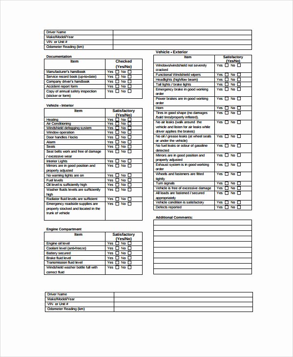 Daily Vehicle Inspection Report Template Elegant 28 Of Vehicle Inspection Log Template
