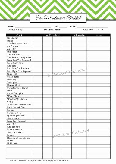 Daily Vehicle Maintenance Checklist Beautiful Printable Inventory