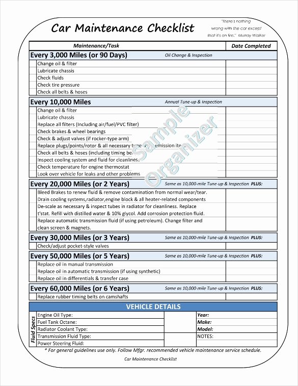 Daily Vehicle Maintenance Checklist Inspirational Maintenance Checklist Template – 12 Free Word Excel Pdf Documents Download