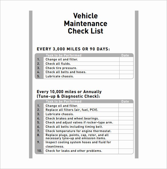 Daily Vehicle Maintenance Checklist Unique Vehicle Maintenance Schedule Template 13 Free Word Excel Pdf format Download
