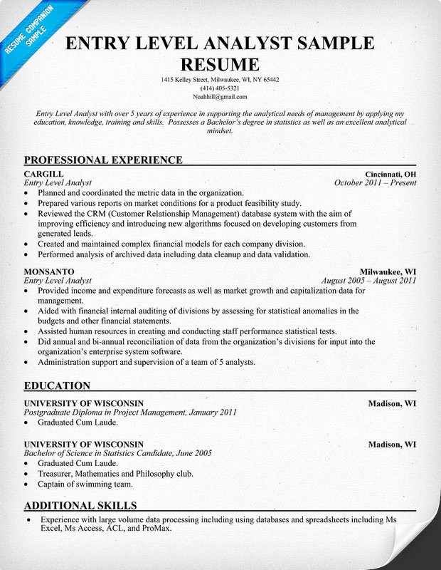 Data Analyst Resume Entry Level Unique How to Write A Resume for A Business Analyst Position