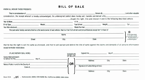 Dealer Bill Of Sale Lovely Bill Of Sale Bpi Dealer Supplies