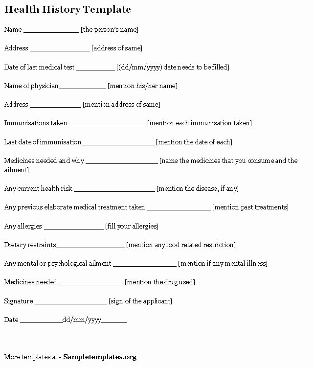 Dental Medical History form Template Inspirational Best S Of Medical Fice forms Templates Free