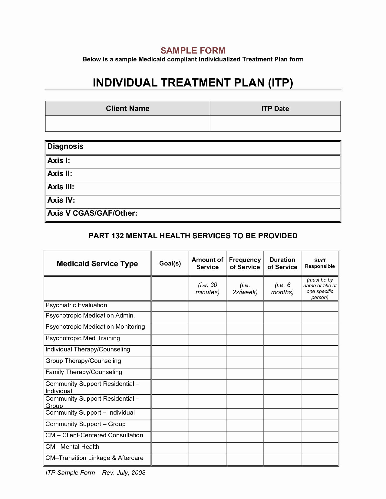 Dental Treatment Plan form Awesome Individual Treatment Plan Template Buyjsf6x Mentalhealth