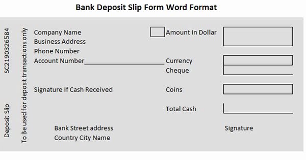 Deposit Slip Template Word Elegant Bank Deposit Slip form Word format