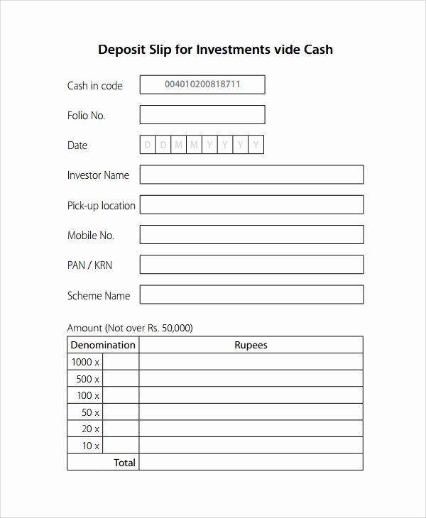 Deposit Slip Template Word New Sample Cash Slip Template 7 Free Documents Download In