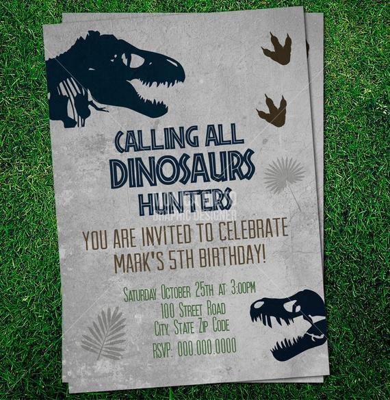 Dinosaur Birthday Party Invitations Elegant Custom Printable Jurassic Dinosaur Party Birthday Invitation