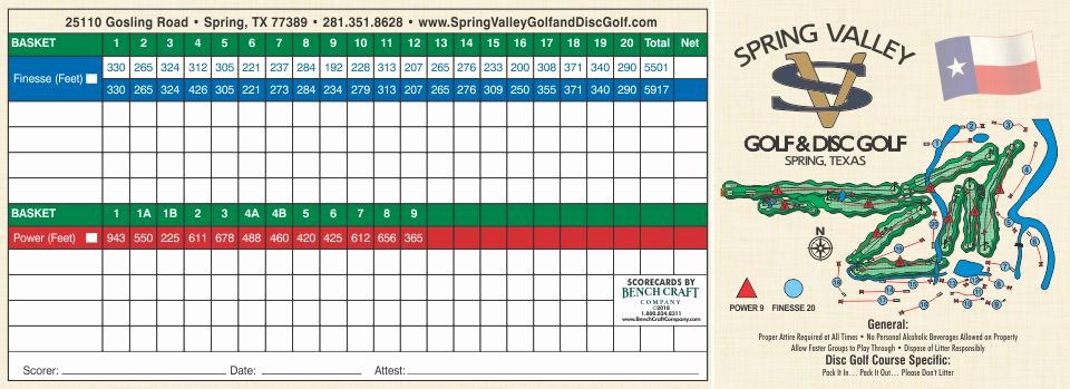 Disc Golf Score Cards New the Disc Golf Course Spring Valley Golf and Disc Golf