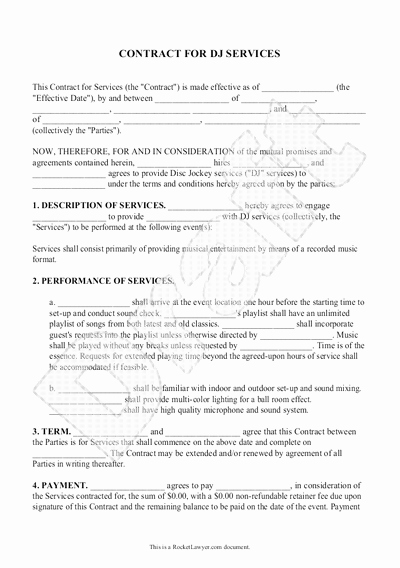 Disc Jockey Contract form Best Of Disc Jockey Contracts Template