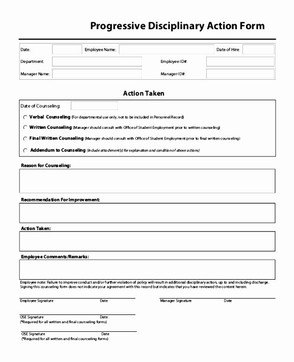 Disciplinary Action form Word Document Awesome 9 Progressive Discipline form Template Tutzo