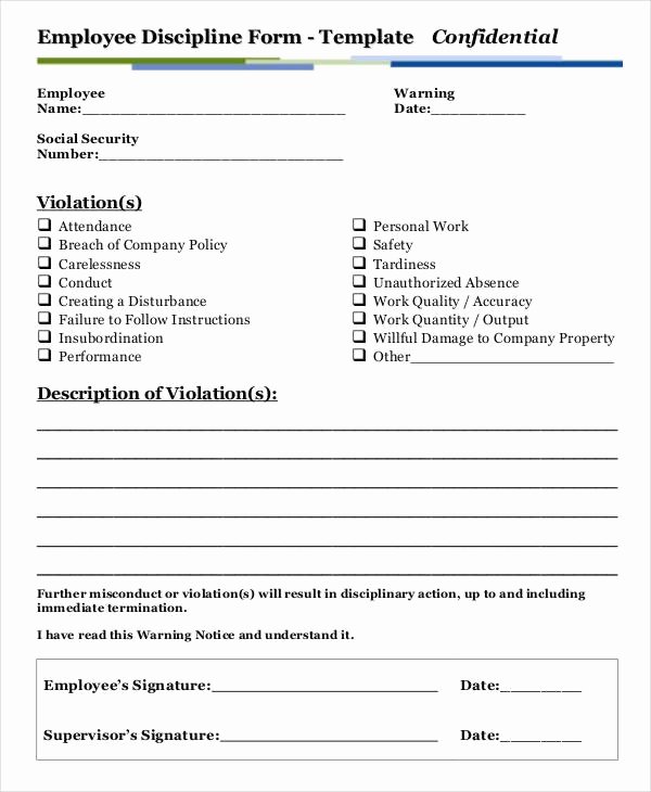 Disciplinary Action form Word Document Beautiful Employee Disciplinary Action form with Checklist