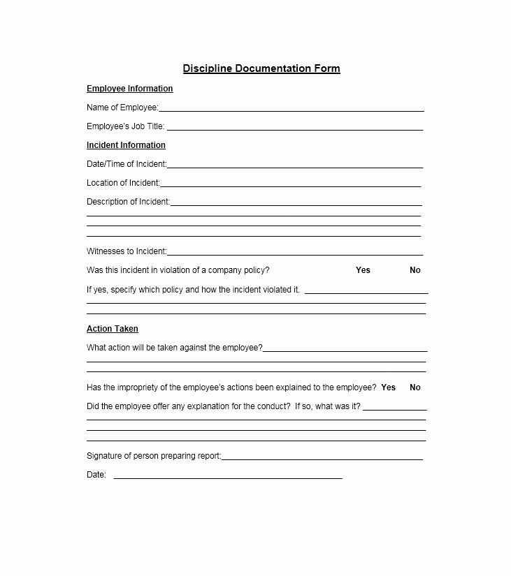 Disciplinary Action form Word Document New Employee Disciplinary forms