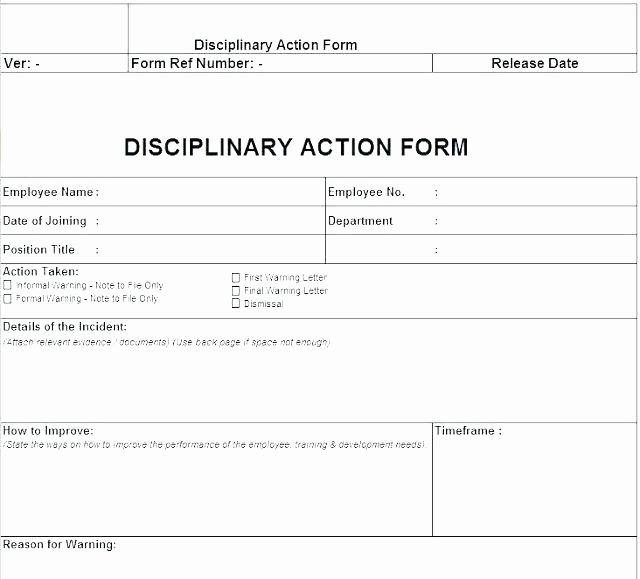 Disciplinary Action form Word Document Unique Disciplinary Action form Template Word – Corporateportraitsfo